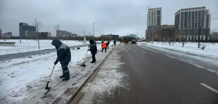 Более 700 единиц спецтехники задействуют в снегоуборочных работах ночью в Астане (4)