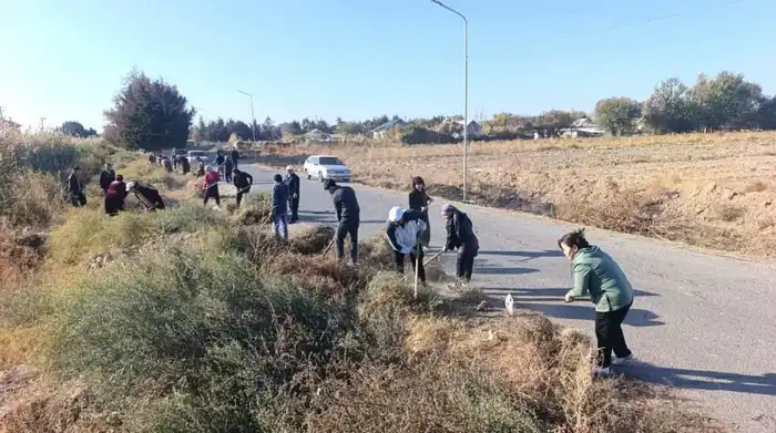 ТУРКЕСТАН: В ЖЕТЫСАЕ ОКОЛО 2 ТЫСЯЧ ЖИТЕЛЕЙ ПРИНЯЛИ УЧАСТИЕ В СУББОТНИК И СОБРАЛИ 18 ТОНН МУСОРА (2)