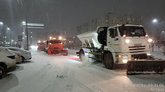 Свыше 1 тыс. единиц спецтехники заняты в снегоуборочных работах ночью в Астане (3)