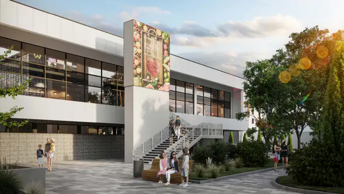 Эскиз реконструкции Зелёного базара, 2026 год. Предоставлен управлением архитектуры и градостроительства Алматы