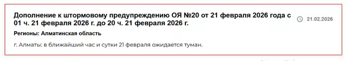 штормовое предупреждение Алматы