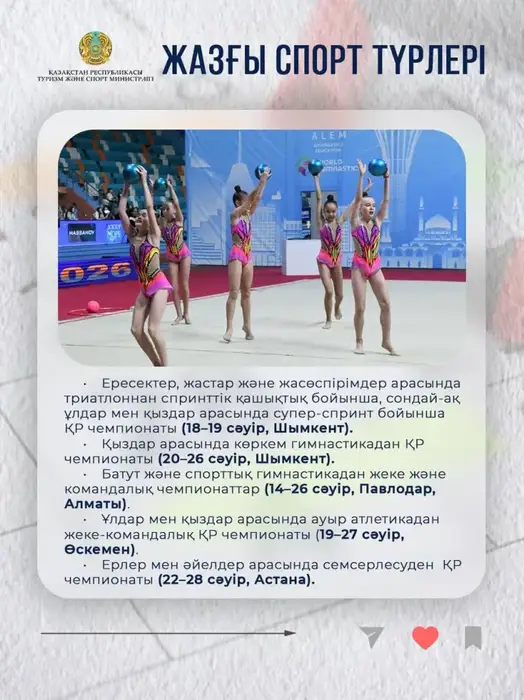 В апреле 2026 года Казахстан станет площадкой для десятков крупных спортивных событий (6)