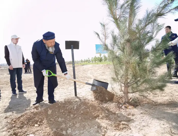 В ТУРКЕСТАНЕ В РАМКАХ ПРОГРАММЫ «ТАЗА ҚАЗАҚСТАН» ПРОШЛА АКЦИЯ ПО ПОСАДКЕ ДЕРЕВЬЕВ С УЧАСТИЕМ ВЕРХОВНОГО МУФТИЯ И АКИМА ОБЛАСТИ (4)